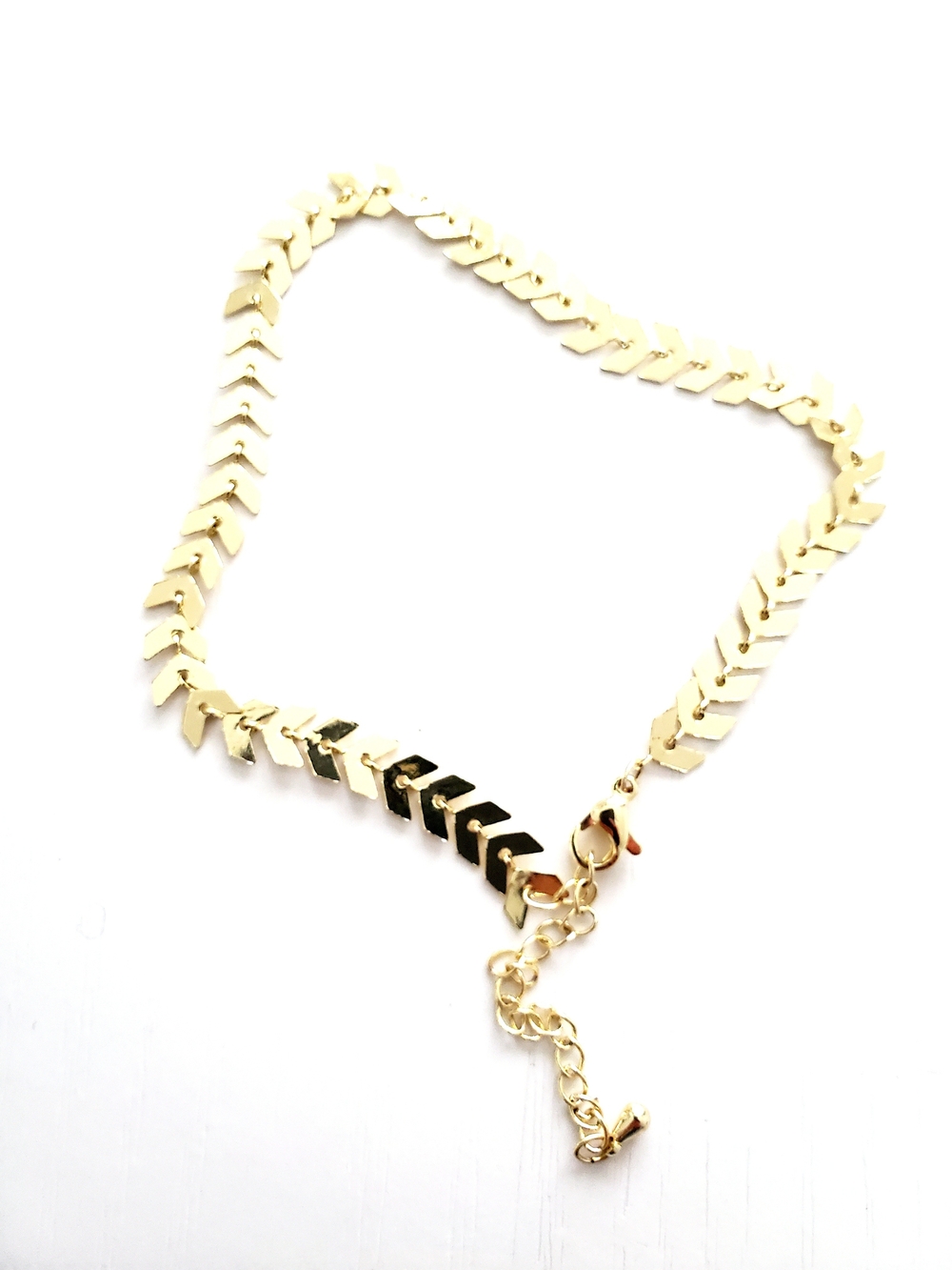 Gold Chevron Link Bracelet - XL Women Jewelry
